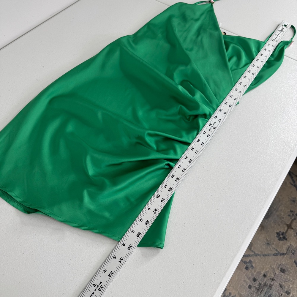 Aniye By Jabot Dress Womens IT40 Green Satin‎ Draped Mini Coquette Euro Summer - Picture 11 of 14